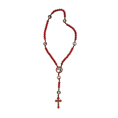 Terço Madeira Vermelho Cordão 8mm - Santa Teresinha