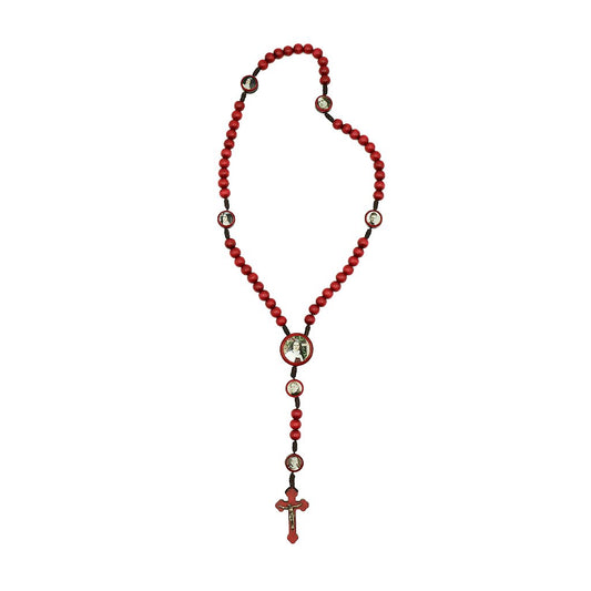 Terço Madeira Vermelho Cordão 8mm - Santa Teresinha