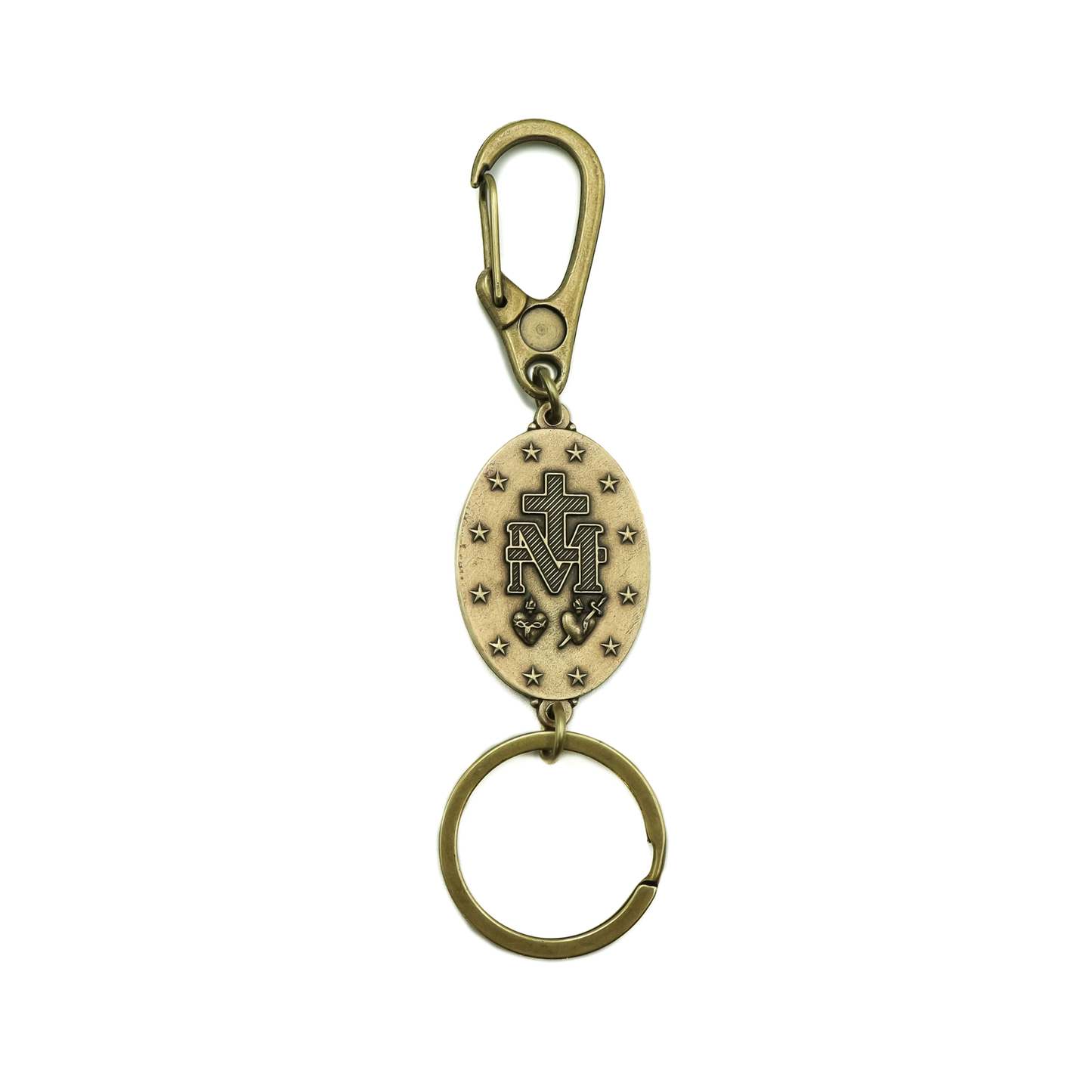 Chaveiro Nossa Senhora das Graças 4cm Mosquetão Ouro Velho