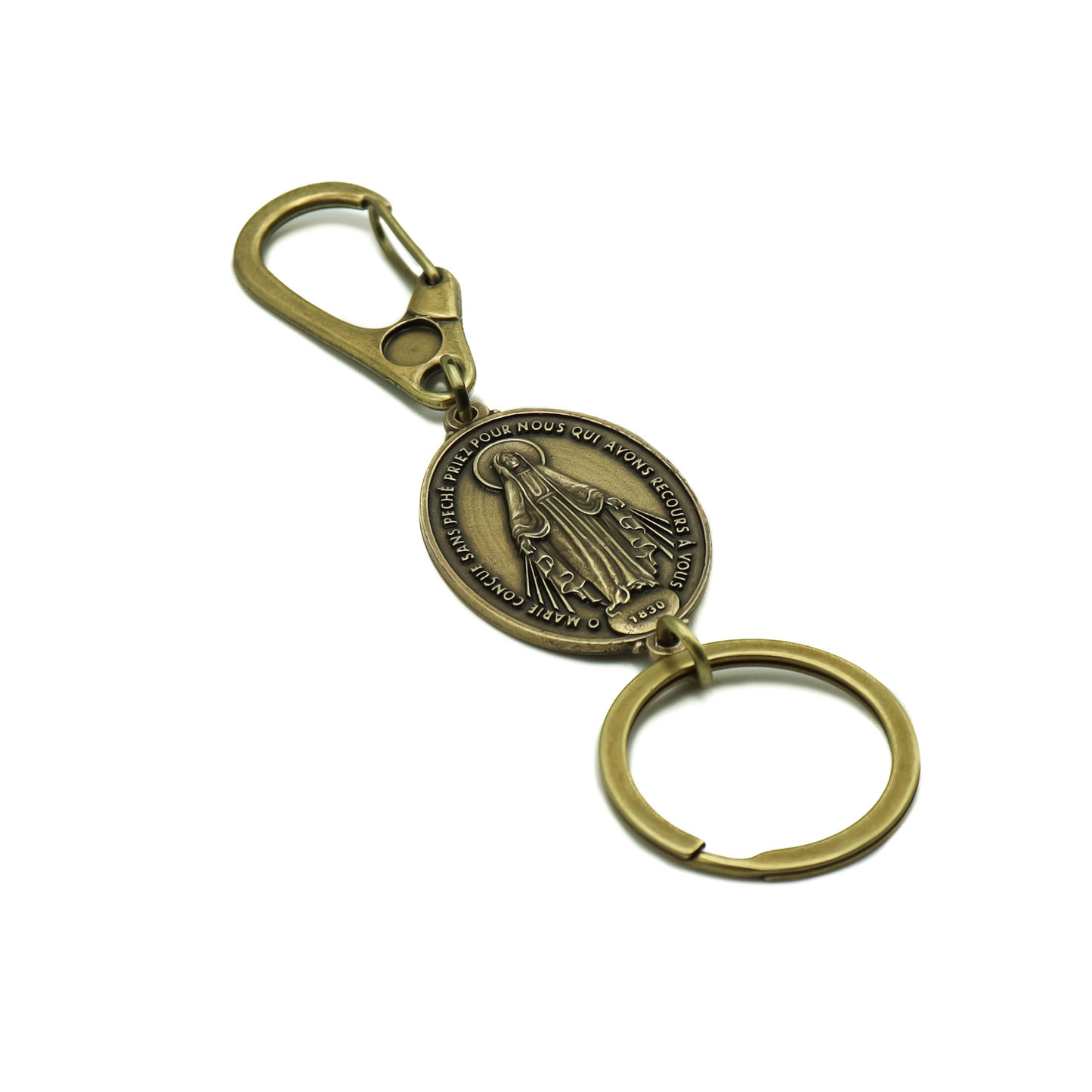 Chaveiro Nossa Senhora das Graças 4cm Mosquetão Ouro Velho