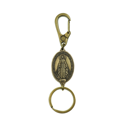 Chaveiro Nossa Senhora das Graças 4cm Mosquetão Ouro Velho
