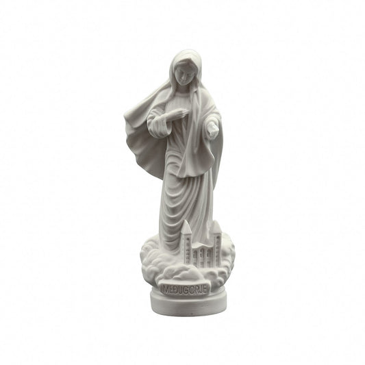 Imagem N. Sra. Rainha da Paz Branca com Igreja 12cm (Medjugorje)