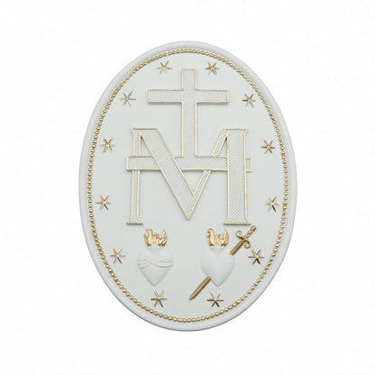 Medalha Milagrosa 23 cm (par) Branco com Dourado