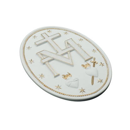 Medalha Milagrosa 23 cm (par) Branco com Dourado