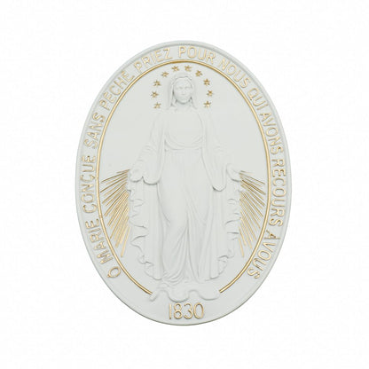 Medalha Milagrosa 23 cm (par) Branco com Dourado