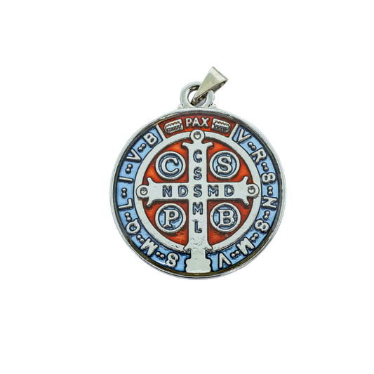 Medalha de São Bento 30 mm Níquel - Resinada