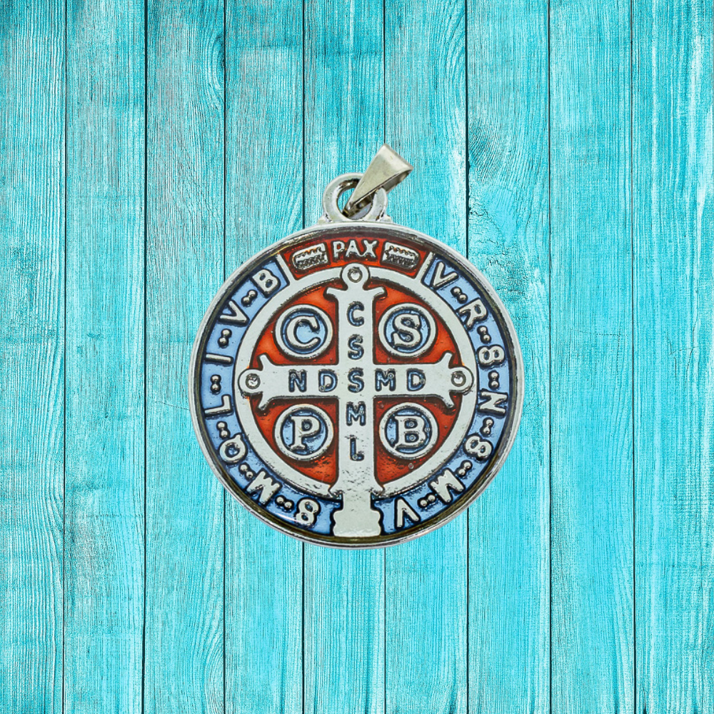 Medalha de São Bento 30 mm Níquel - Resinada