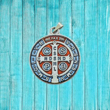 Medalha de São Bento 30 mm Níquel - Resinada