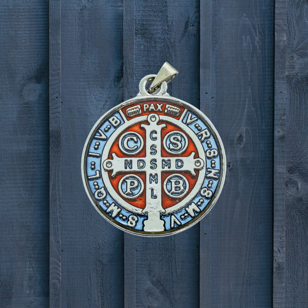 Medalha de São Bento 30 mm Níquel - Resinada