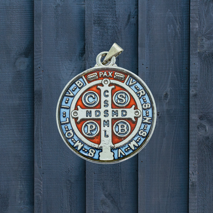 Medalha de São Bento 30 mm Níquel - Resinada