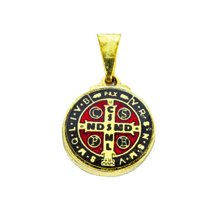 Medalha de São Bento 13 mm Dourada - Resinada
