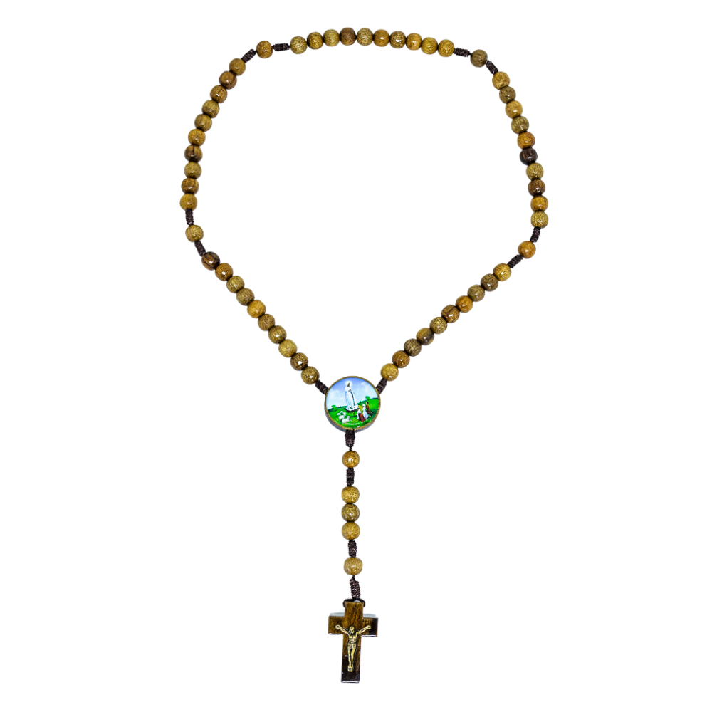 Terço 8mm Madeira - Nossa Senhora de Fátima