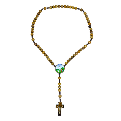 Terço 8mm Madeira - Nossa Senhora de Fátima