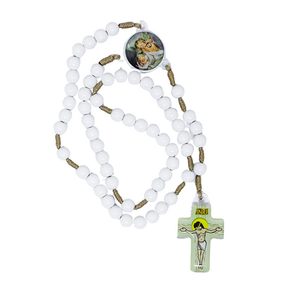 Terço Infantil Com Saquinho - Anjo da Guarda Branco