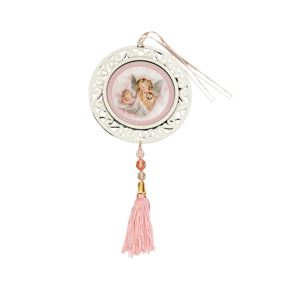 Adorno Redondo Anjo da Guarda Rosa