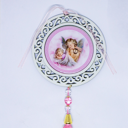 Adorno Redondo Anjo da Guarda Rosa