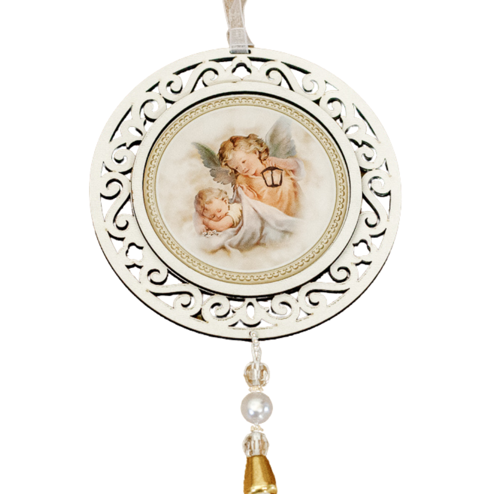 Adorno Redondo Anjo da Guarda Branco