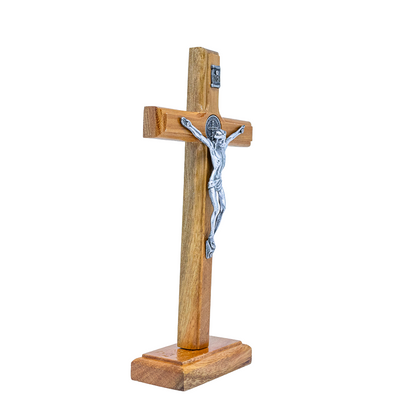 Cruz madeira 19cm mesa - Prata Velha