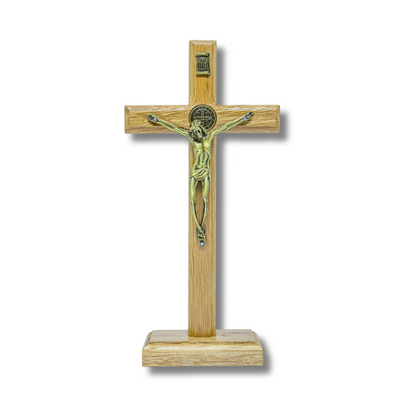 Cruz Madeira 19cm Mesa - Ouro Velho