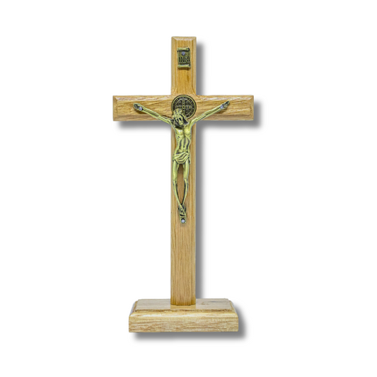 Cruz Madeira 19cm Mesa - Ouro Velho