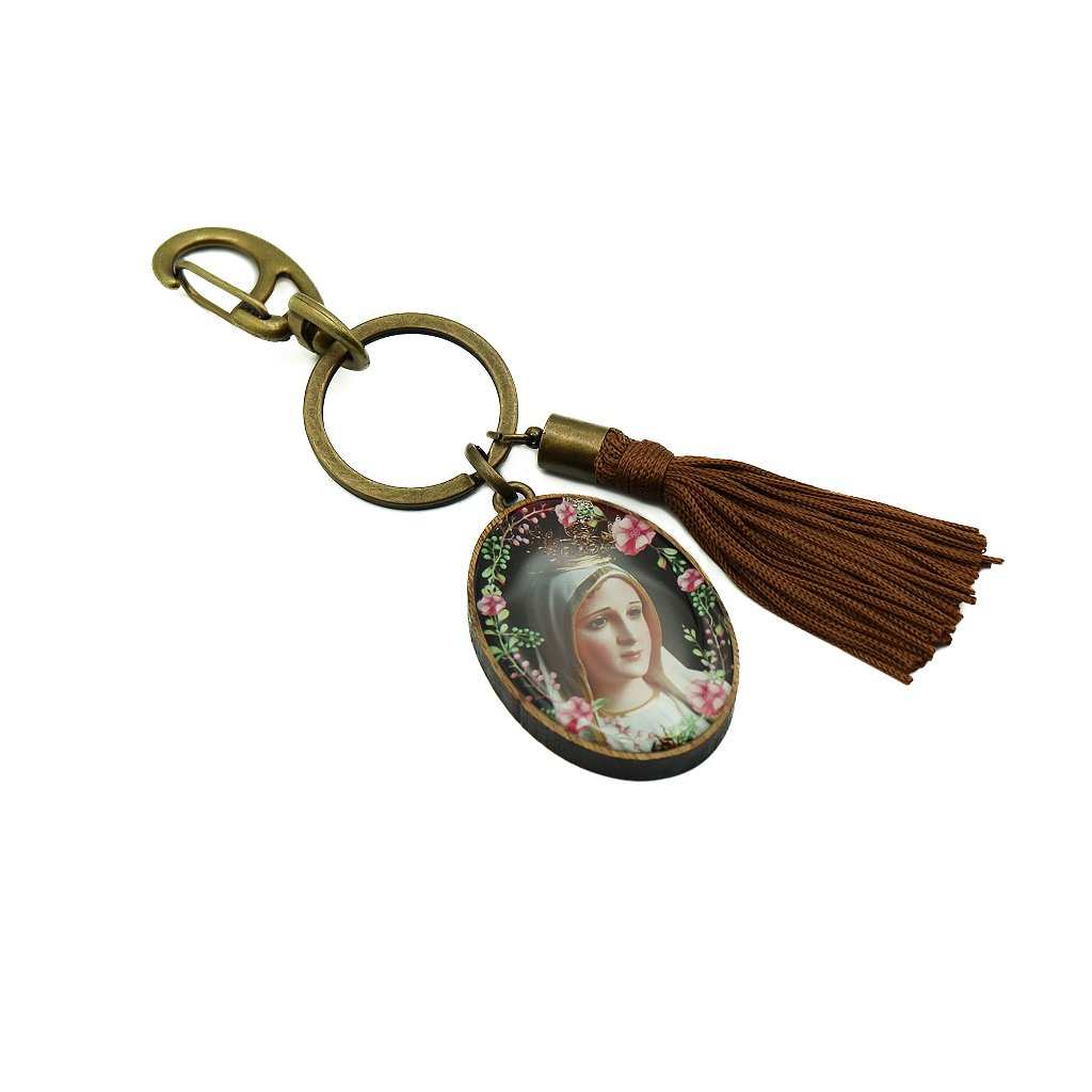 Chaveiro Oval Com Mosquetão - Nossa Senhora de Fátima