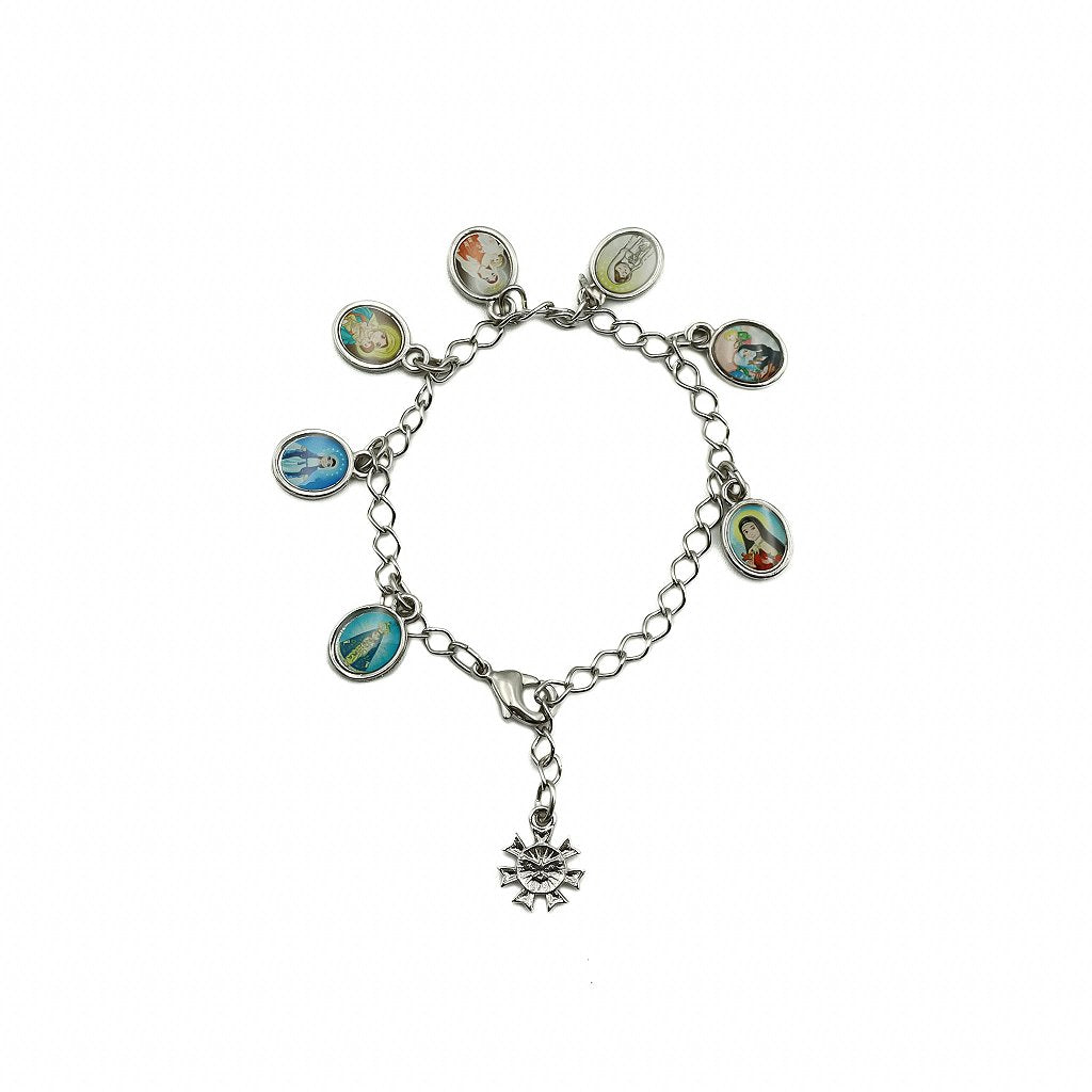 Pulseira Infantil Corrente Níquel com Pingentes Resinado