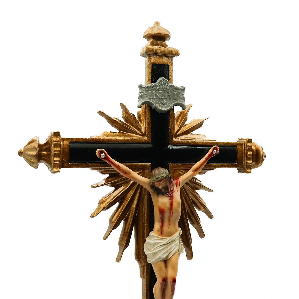 Crucifixo 50 cm Ornado Mesa e Parede - Colorido