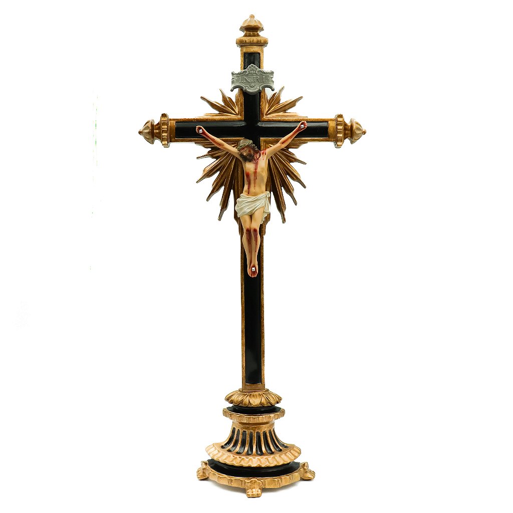 Crucifixo 50 cm Ornado Mesa e Parede - Colorido