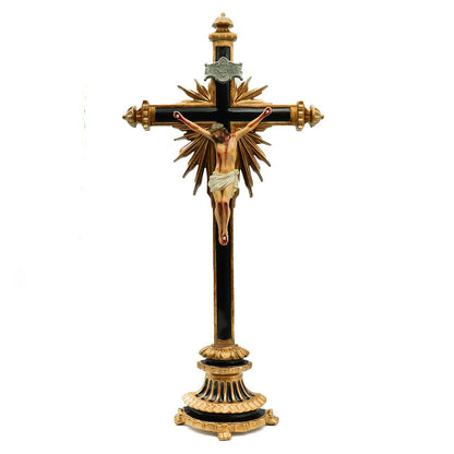 Crucifixo 50 cm Ornado Mesa e Parede - Colorido