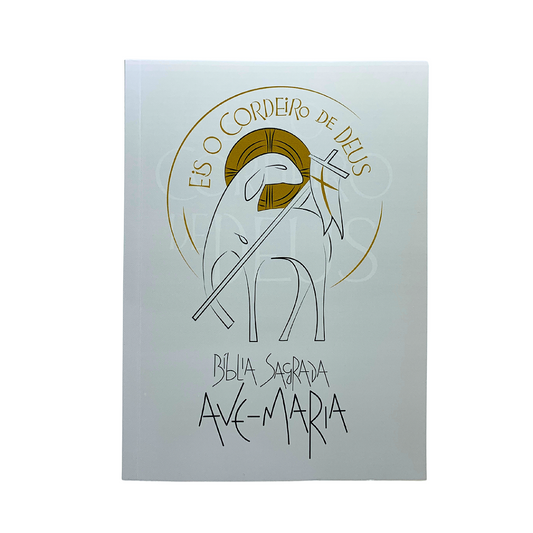 Bíblia Sagrada Ave-Maria Capa Eis o Cordeiro de Deus - Branca