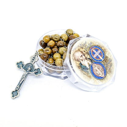 Terço 8mm Madeira Com Caixa Acrílica - São Bento