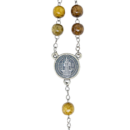 Terço 8mm Madeira Com Caixa Acrílica - São Bento