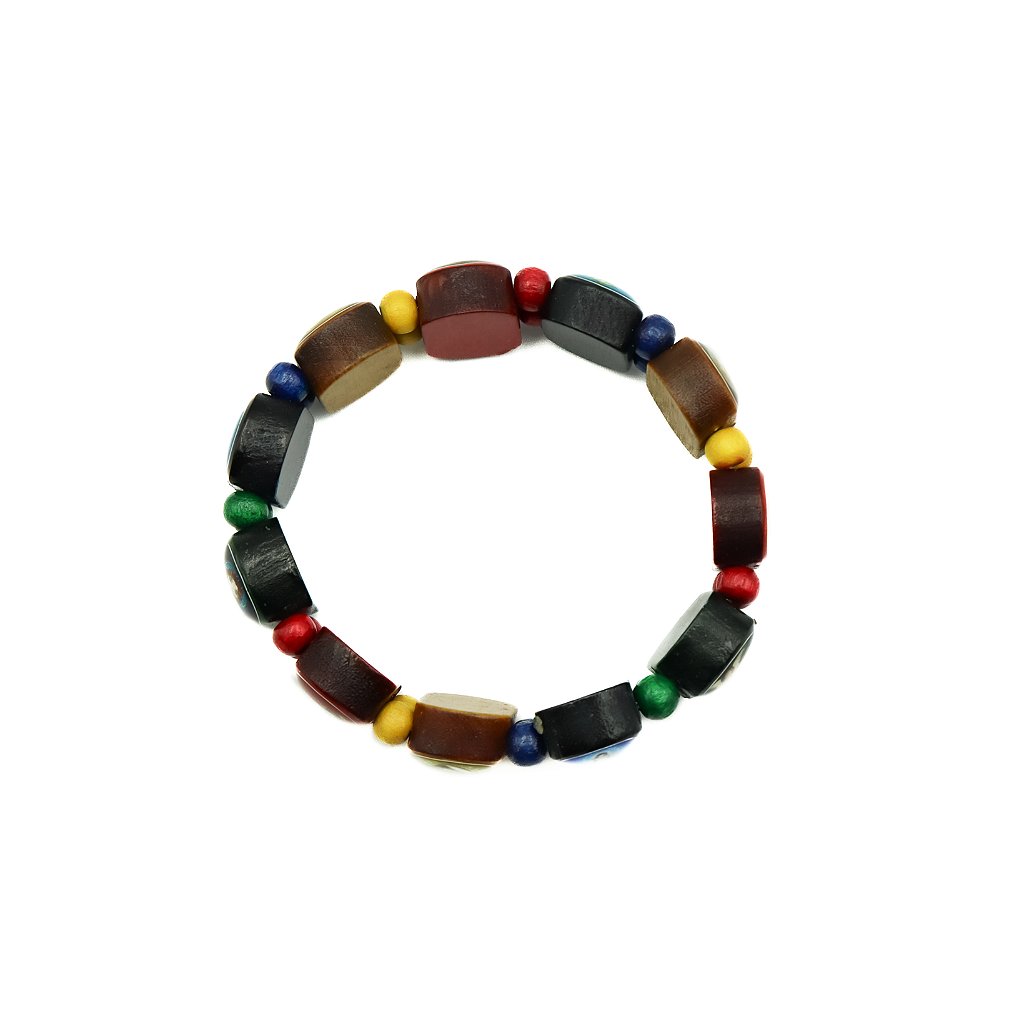 Pulseira Infantil Madeira Multicor com 11 oval Devoção