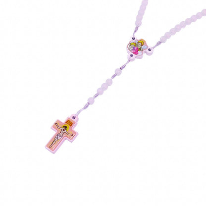 Terço Infantil Anjo da Guarda Bola Translucida - Rosa