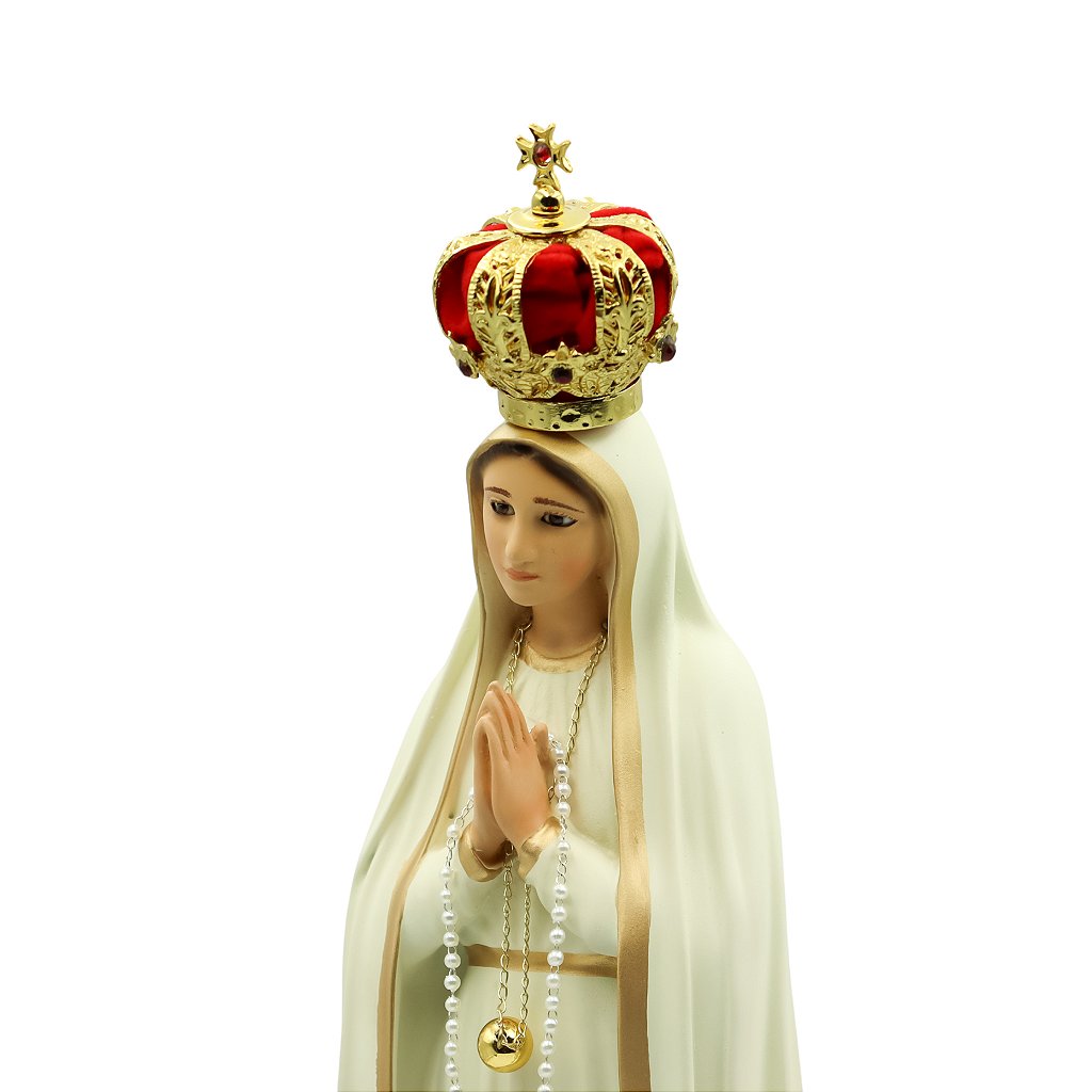 Nossa senhora de Fátima 43 cm c/ olhos de vidro - Colorida