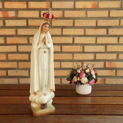 Nossa senhora de Fátima 43 cm c/ olhos de vidro - Colorida