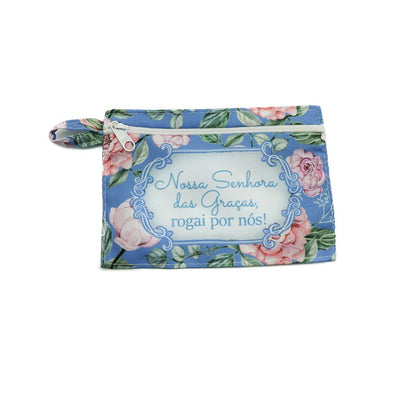 Terço com bolsa de tecido e zíper - nossa senhora das Graças