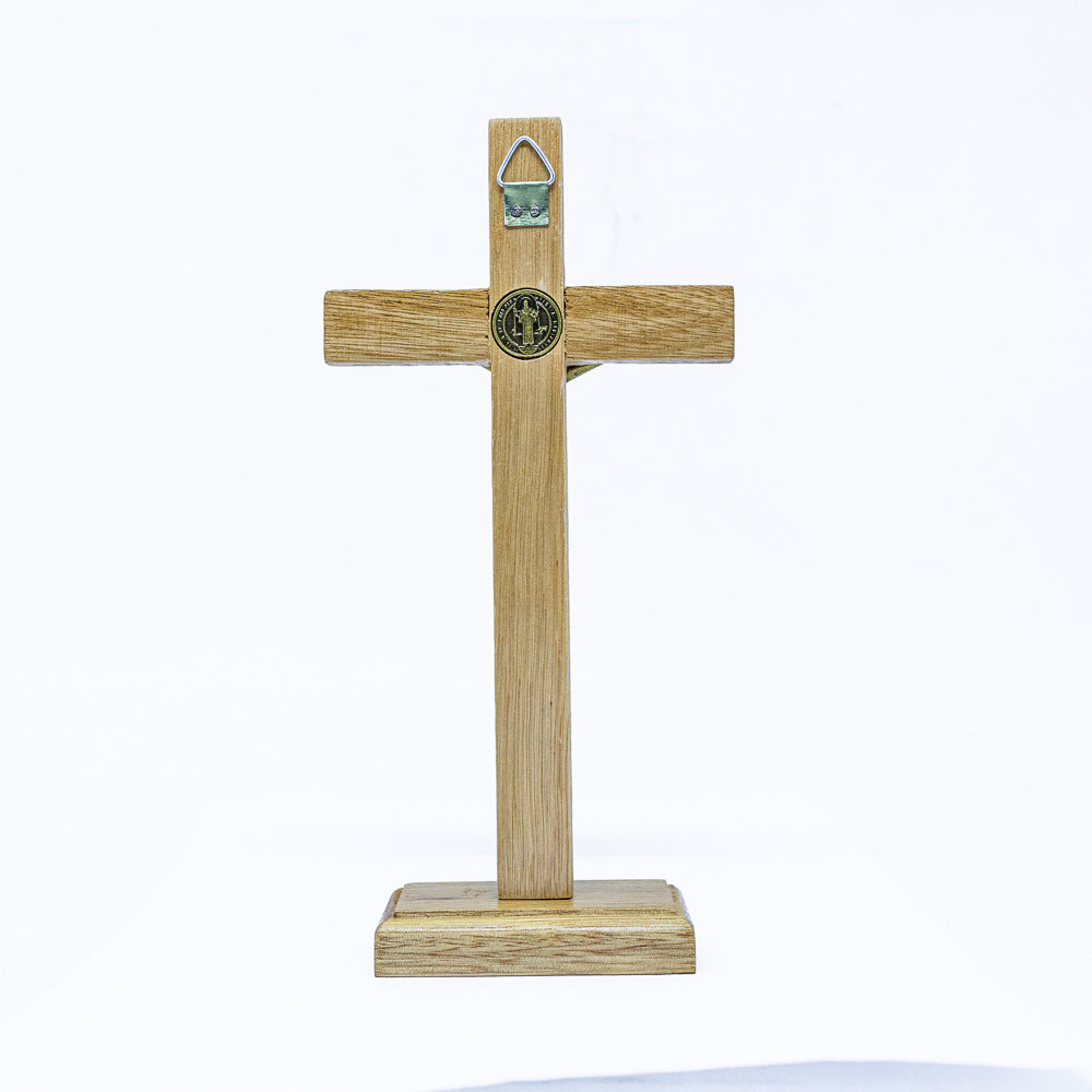 Cruz Madeira 19cm Mesa - Ouro Velho