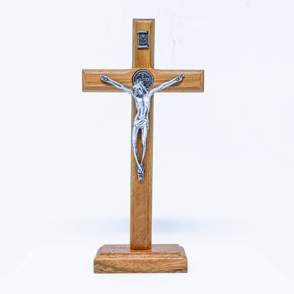 Cruz madeira 19cm mesa - Prata Velha