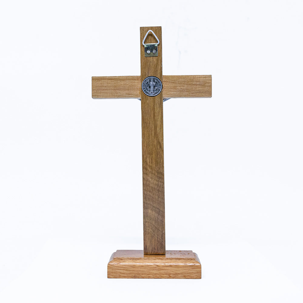 Cruz madeira 19cm mesa - Prata Velha