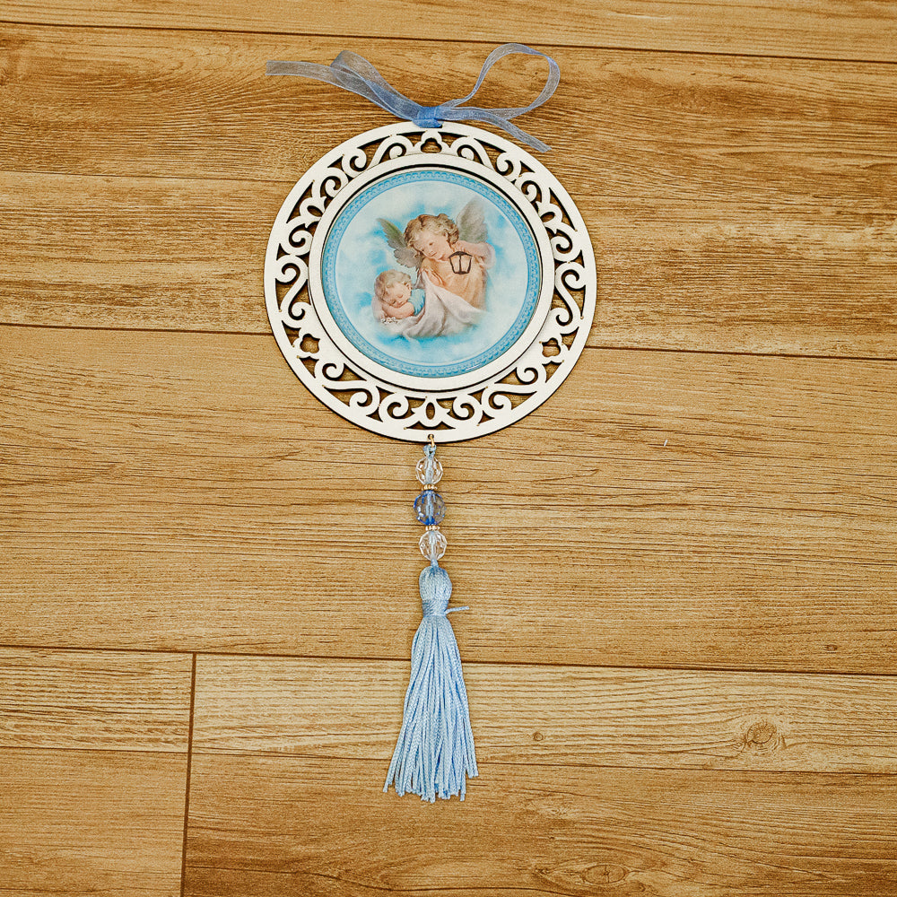 Adorno Redondo Anjo da Guarda Azul