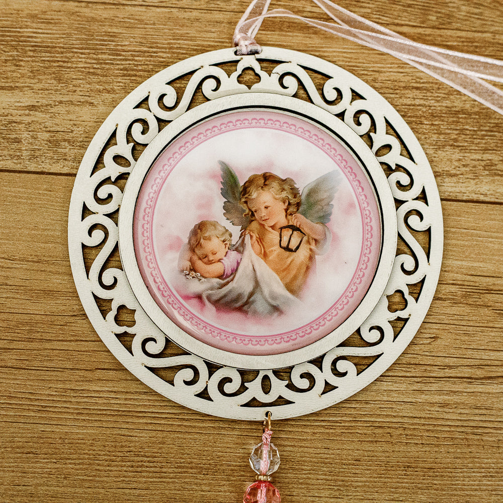 Adorno Redondo Anjo da Guarda Rosa