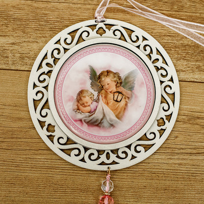 Adorno Redondo Anjo da Guarda Rosa