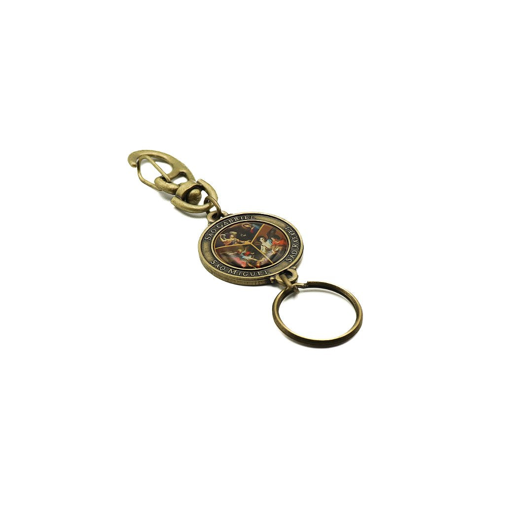 Chaveiro Arcanjos Res ouro velho com Mosquetão