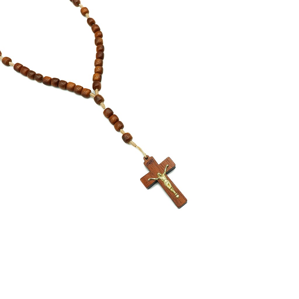 Terço Madeira Grande Com Cristo