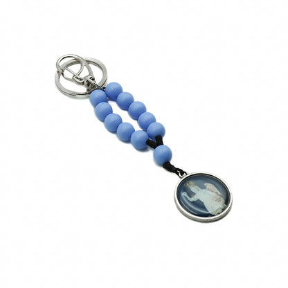 Chaveiro Dezena Com Medalha Resinada São Miguel Glorioso Hesed - Azul