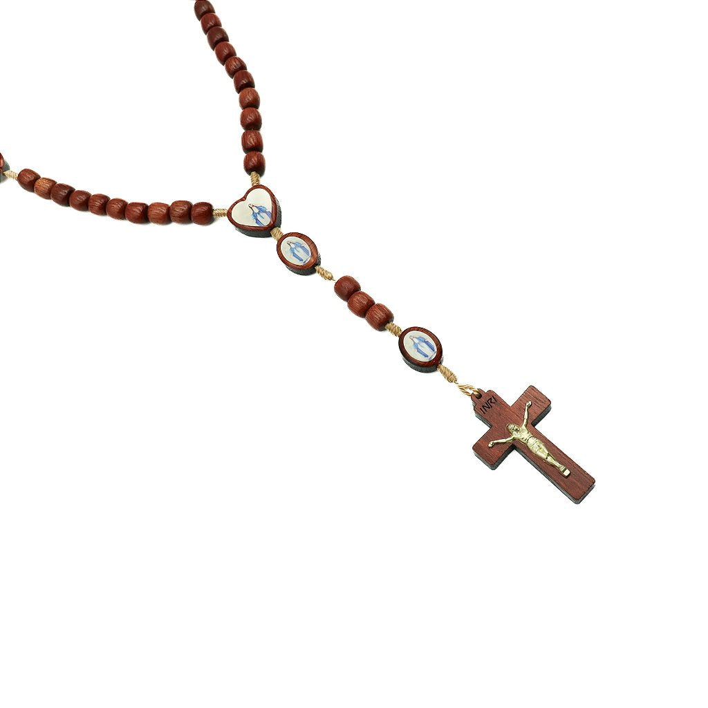 Terço Pai Nosso Oval Resinado Entre Meio Coração - Nossa Senhora. das Graças