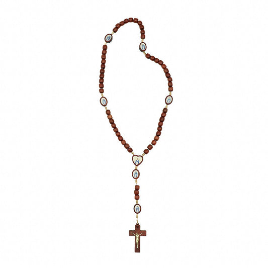 Terço Pai Nosso Oval Resinado Entre Meio Coração - Nossa Senhora. das Graças