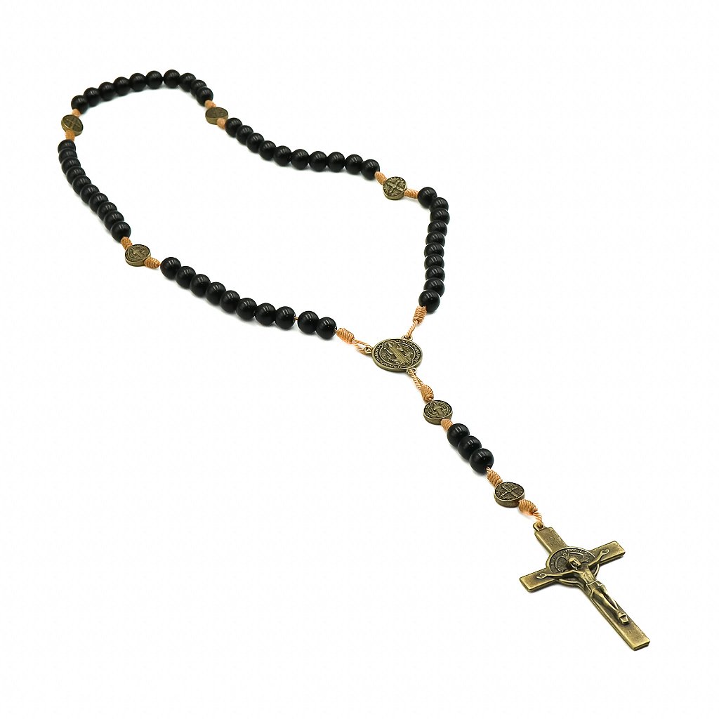 Terço Intercessor São Bento com Contas de Vidro