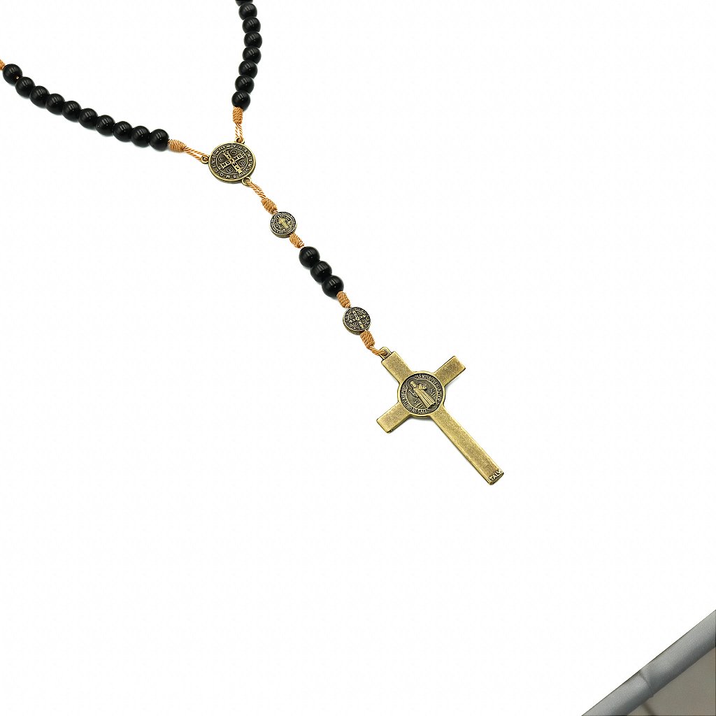 Terço Intercessor São Bento com Contas de Vidro